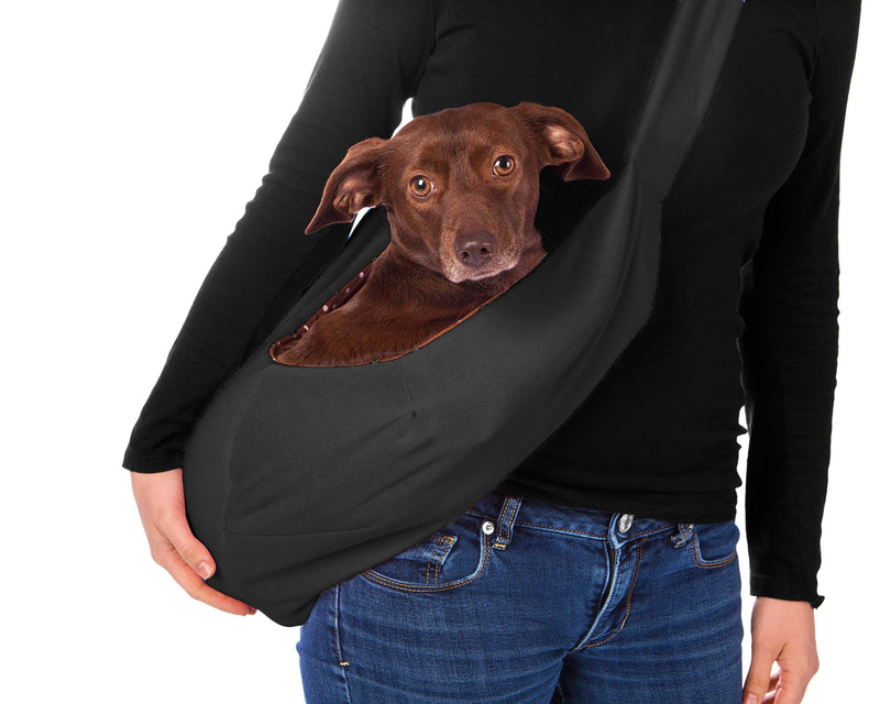 iPrimio Reversible Hands Free Pet Carrier Sling Bag - Cat Sling Carrier, Dog Carrier Sling, Cat Papoose Carrier Front, Puppy Sling, Cat Carrying Pouch, Dog Sling Carrier - Black (Fits Small Pets) - PawsPlanet Australia