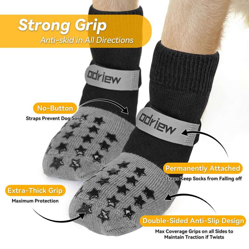 6 PCS Dog Socks to Prevent Licking Paws, Double-Sided Non-Slip Dog Socks for Hardwood Floors Anti Slip Paw Protector with Elastic Reflective Straps for Medium, Large, Senior Dogs. (Grey, M) Grey - PawsPlanet Australia