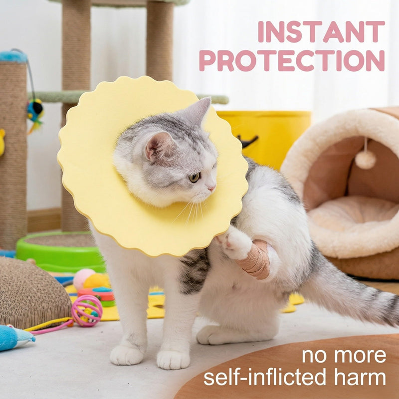 2 Pieces Cat Protective Collar Soft Neck Brace Cat Collar Anti-Bite Neck Collar Cat Protective Collar for Cats Puppies, Adjustable Recovery Cone after Surgery M (pink and yellow)