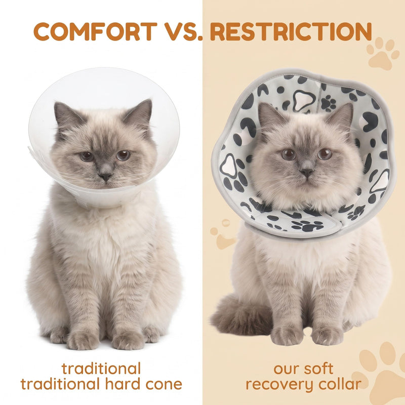 1 pc Cat Neck Brace, Adjustable Soft Anti-Bite Collar, Foldable Washable Protective Collar for Cats, Puppies & Small Dogs, Size M Neck Circumference 17-22 cm, Grey