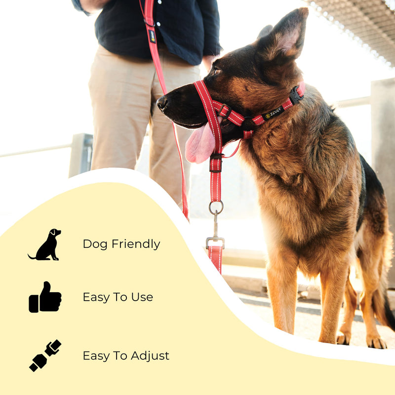 Adjustable Dog Head Halter with Safety Strap, Soft Padded Dog Head Collar for Small Medium Large Dogs, No-Pull Dog Harness for Training and Walking (Small, Red) S - PawsPlanet Australia