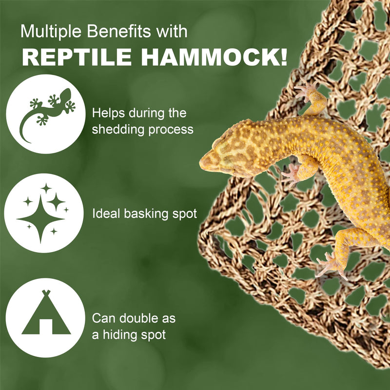 SunGrow Leopard Gecko, Hermit Crab, Reptile Hammock, 7.8 x 7.8 x 11 Inches, Handwoven, includes 3 Suction Cups Medium ( 11 x 7.8 x 7.8 inches )