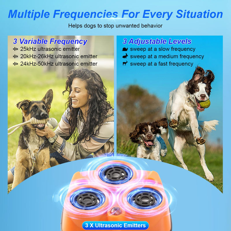 Dog Bark Deterrent Devices Anti Barking Device for Dogs 5in1 Solution for Dog Behavior Problems Safe Portable Flashlight & Beep for Small, Medium & Large Dogs Orange - PawsPlanet Australia