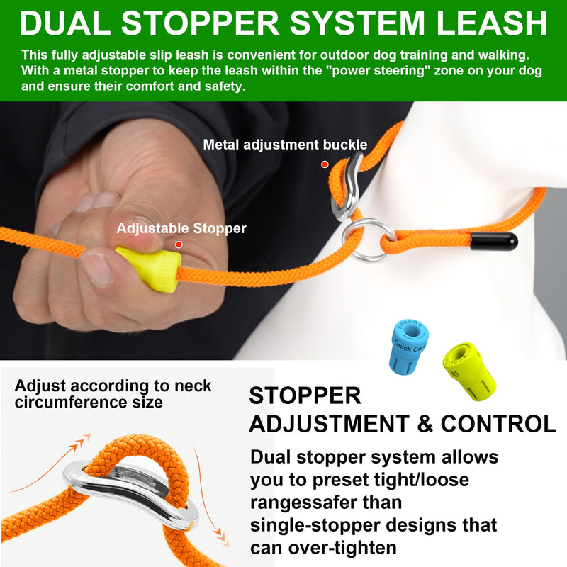 ?BeauGo| Slip Lead Dog Leash|Dog Training Leash,No Pull Training Lead,2-in-1Dog Lead & Collar,Strong Heavy Duty Braided,Professional Trainer Rope for Small Medium Large Dogs.Slip Leads for Dogs 5 FT Training(5ft*1.5M Long? ORANGE - PawsPlanet Australia