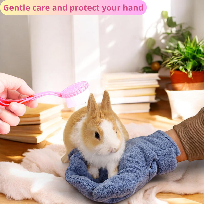 Hamster Calming Bite Proof Gloves and Grooming Brush Set, Hamster Bite Resistant Gloves Massage Brushes, Anti-Bite Glove Grooming Supplies For Small Animals Rabbit Rat Sugar Glider (Pink) Pink - PawsPlanet Australia
