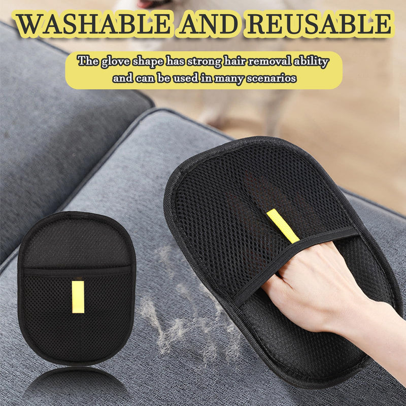 2 Pcs Pet Hair Removal Glove, Cat Dog Electrostatic Hair Remover Grooming Glove Washable Reusable Cat Grooming Glovesfor Sofa, Bed, Carpet, Clothing (Black) - PawsPlanet Australia