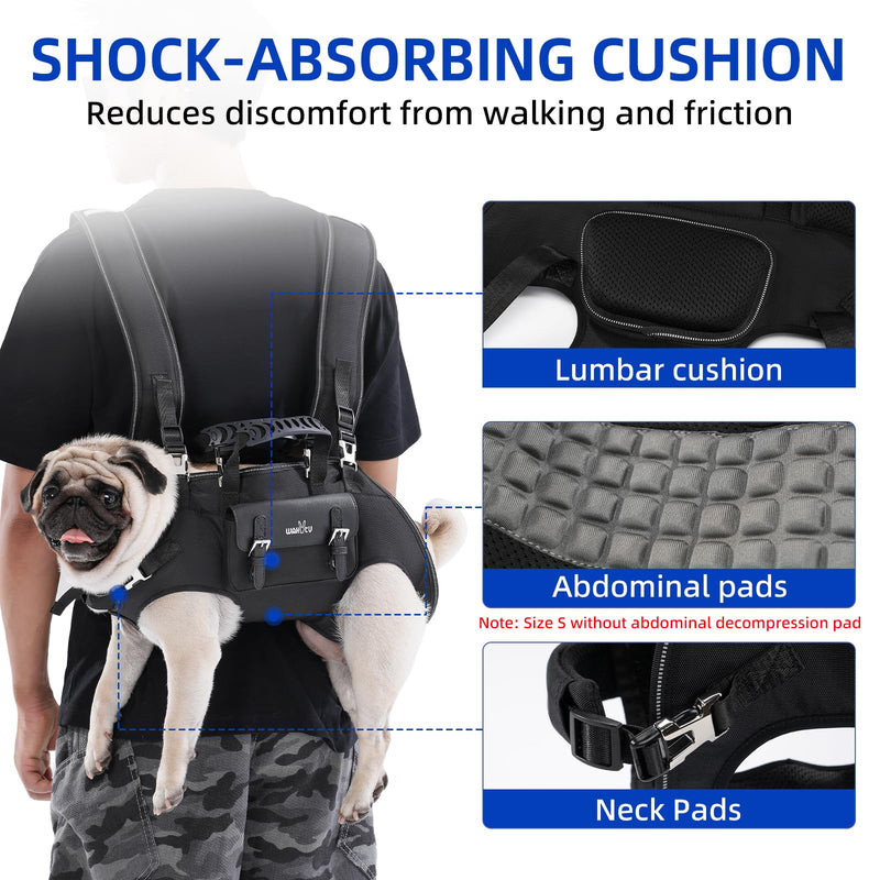 Dog Backpack Carrier for Dogs,Dog Lift Harness,Adjustable Padded Breathable Straps for Dogs, Disabled, Joint Injuries, Arthritis,L L（18.5-30lbs） Black - PawsPlanet Australia