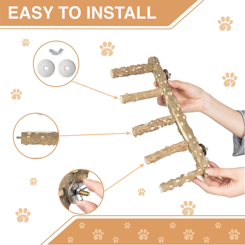Bird Ladder Perch for Cage - Natural Wooden Bridge, Exercise Stands for Parrot Climbing - Pet Training Ladders - Hanging Playground -Toys for Parakeet, Cockatiel, Conures, Lovebirds, Budgie - PawsPlanet Australia
