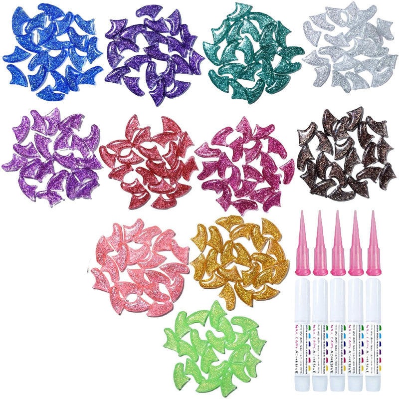 100Pcs Cat Nail Caps, 5 Colors Glitter Kitten Nail Caps with Adhesives and Applicators, Long-Lasting, Kitten Claw Caps for Medium Pets Cats Dogs, Cat Claw Caps for Protect Furniture Avoid Scratching - PawsPlanet Australia