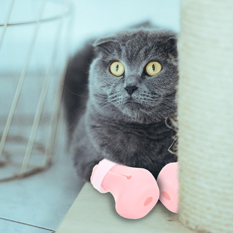 Luxshiny 4-Piece Pack Silicone Cat Paw Covers in Pink with Adjustable Fit and Scratch-Resistant Protection for Cats in the Cat House Grooming