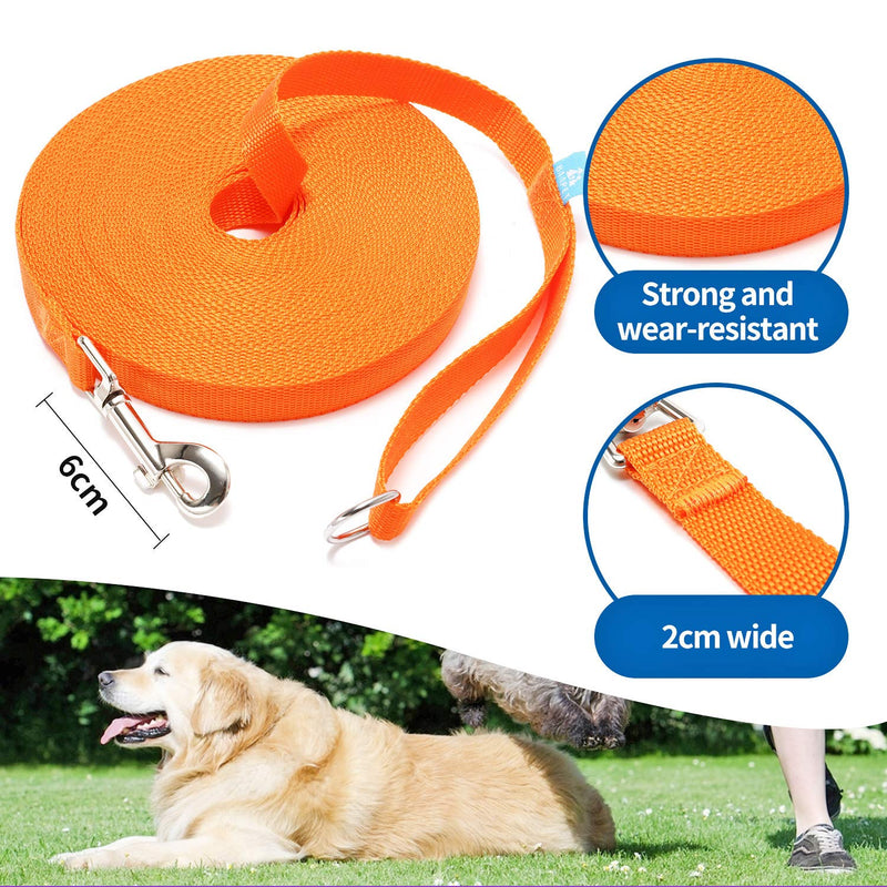 BAAPET 15/20/30/50/100 ft Long Dog Training Leash with Clickers for Small, Medium and Large Dogs or Cats (50 Feet, Orange) 50 Feet - PawsPlanet Australia