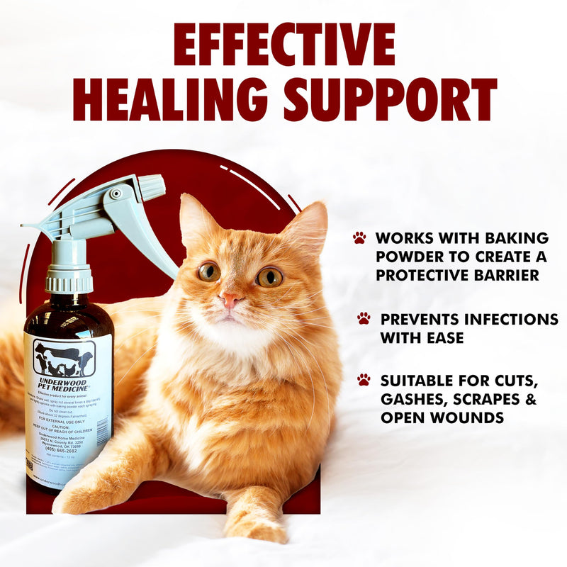 Underwood Pet Wound Care Spray – Versatile & Economical Wound Care Solution for All Animals - Prevents Infections, Gentle & Easy to Use - Antiseptic Spray Suitable for Cuts, Scrapes & Open Wounds