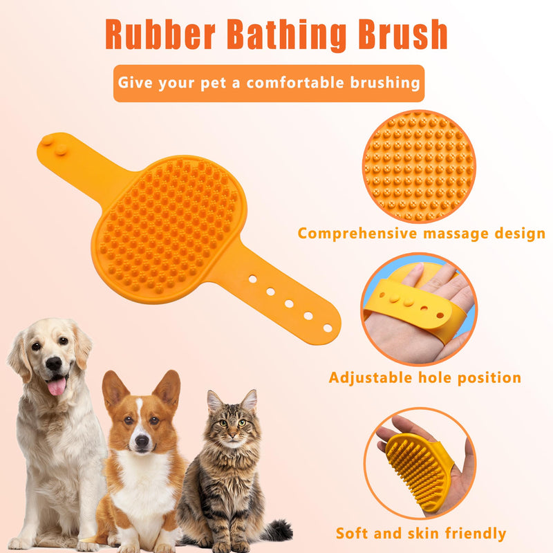 Cat Grooming Brush Kit 6 Tools - Deshedding & Dematting for Long/Short Hair, Self-Cleaning Slicker Brush with 6-in-1 Flea Comb for Cats & Kittens (Orange) Orange - PawsPlanet Australia