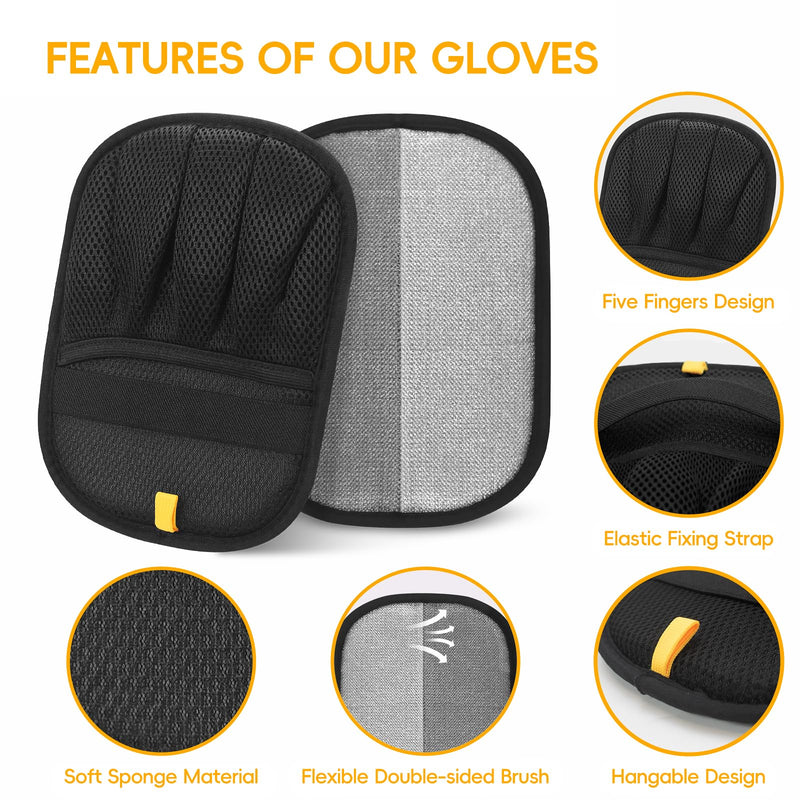 2 Pcs Pet Hair Removal Glove, Magic Brush Electrostatic Pet Hair Remover Glove, Reusable Dog Cat Hair Fur Remover Mitt, Pet Grooming Cleaning Gloves, Pet Hair Cleaner Removal Tool for Couch, Furniture - PawsPlanet Australia
