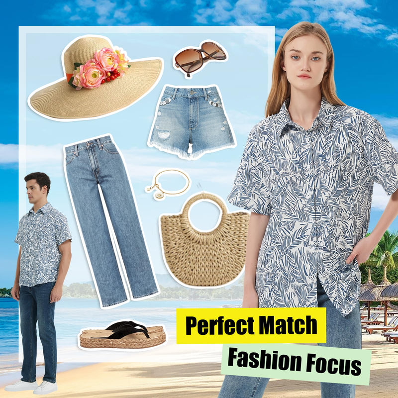 Dog Hawaii Shirts Stylish Hawaiian Themed Pet and Owner Matching Apparel Owner and Pet Shirts are Sold Separately S-(41"Bust)-for Parents Blue Only for Parents - PawsPlanet Australia