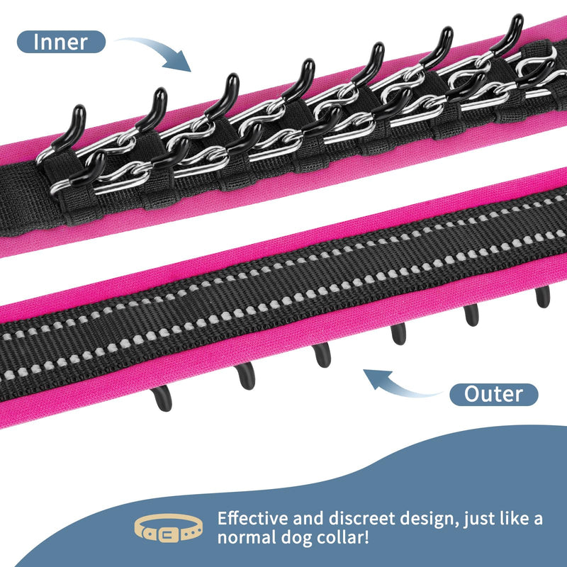 Mayerzon Martingale No Pull Collar for Medium Large Dogs, Patented Anti Pull Dog Collar with Buckle for Walking Training, with Neoprene Padding and Reflective Stitching, Adjustable(Hot Pink Trim, L) Black(Hot Pink Trim) Large,2.5mm,18.5"-23.5"Neck - PawsPlanet Australia