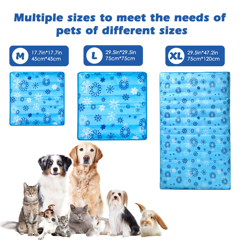 Dog Cooling Mat, Pet Washable Non-Toxic Summer Dogs Cats Cooling Pads Sleeping Kennel Mats Cool Ice Blanket for Indoor & Outdoor Dog Beach Essentials Gray 47.2 * 29.5IN 47.2*29.5 Snowflakes - PawsPlanet Australia