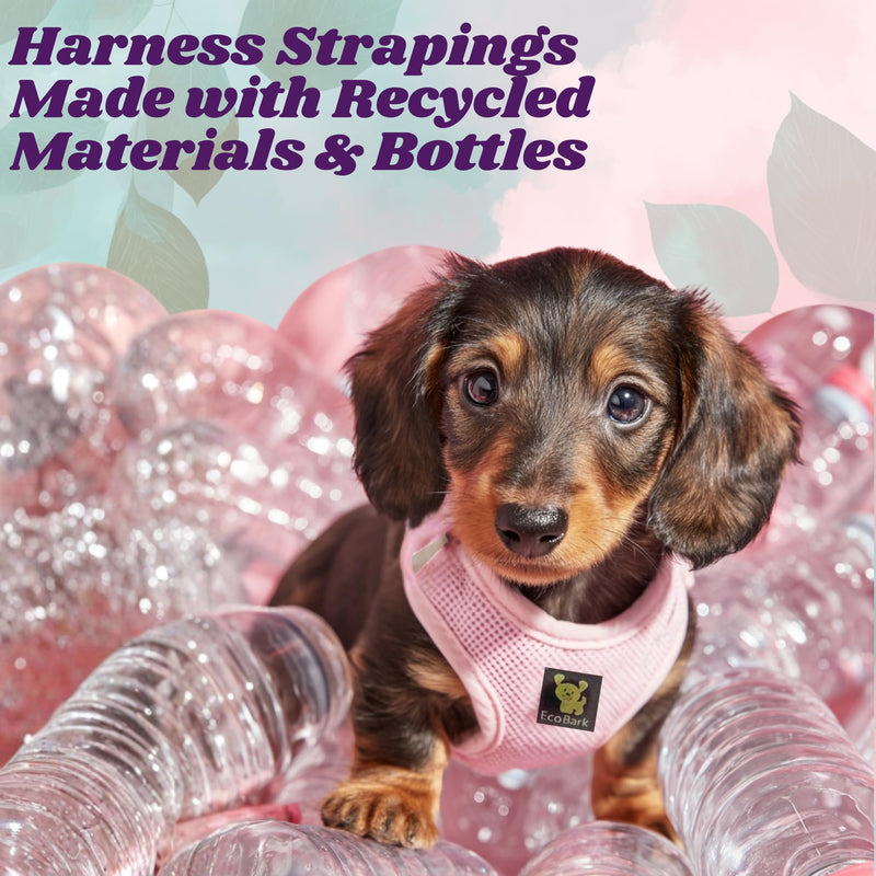 EcoBark Premium Quality Dog Harness - Teacup Dog Harnesses - Step in Halter Vest - Eco-Friendly Luxury Soft Mesh Halter - No Pull Mini Chest Body Collar - for Puppy & Toy Breeds (XXS, Baby Pink) XXS- 4 to 5 lbs- Chest Up to 11 in (Pack of 1) - PawsPlanet Australia