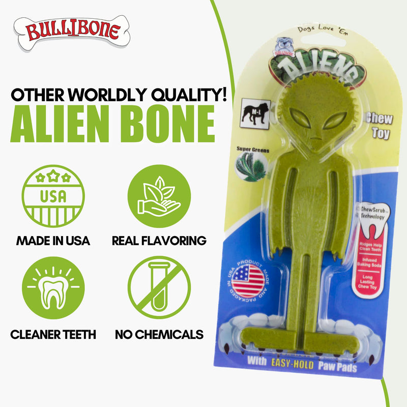 Bullibone Alien Bone: Chew Toy for Aggressive Chewers and Small Dogs (3 Pack) Small 3-Pack