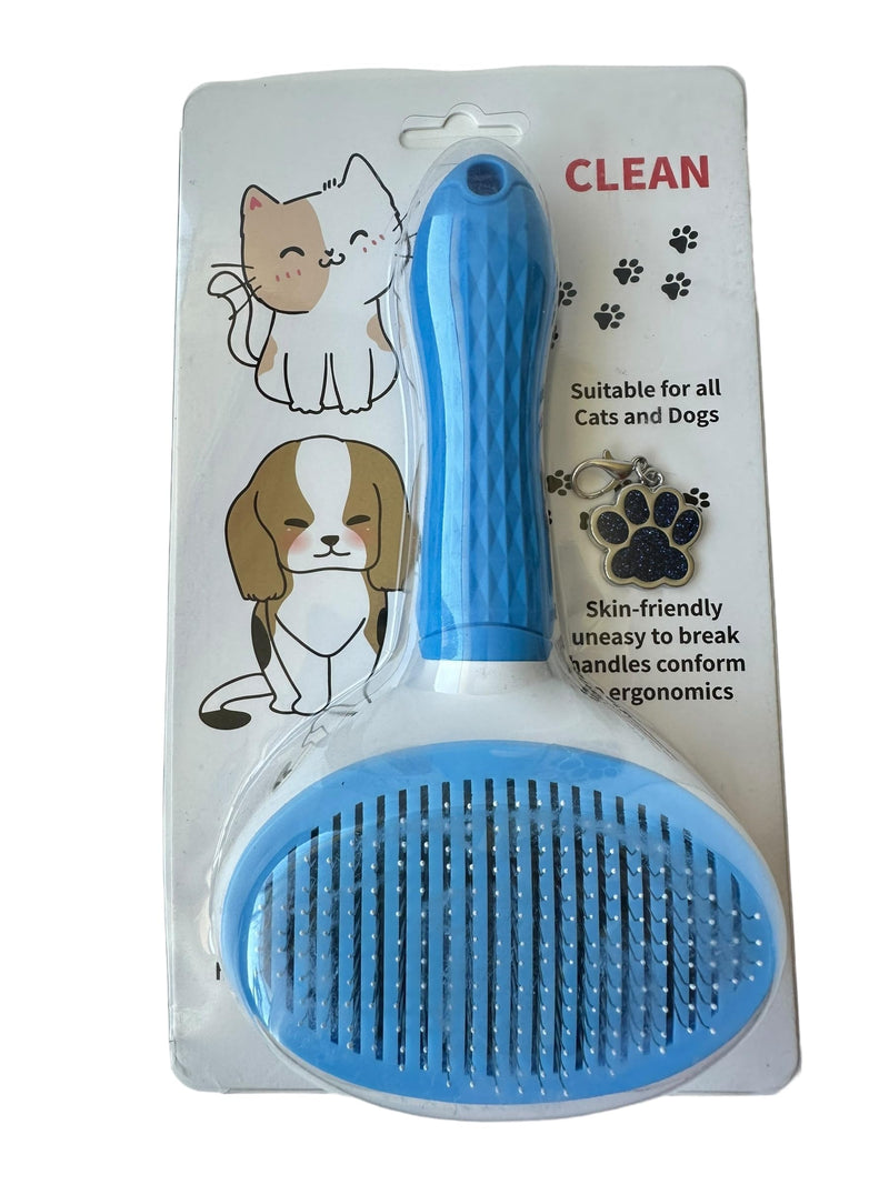 Self-Cleaning Pet Grooming Brush – Stainless Steel Slicker Brush for Dogs, Cats, Rabbits & Small Pets – Ideal for Shedding, Tangles, and Mats – Perfect for Short & Long Hair Breeds by (Blue) Blue - PawsPlanet Australia