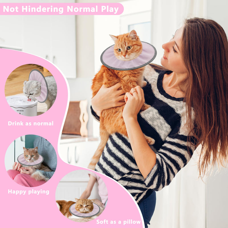 Seyezo Lightweight Cat Cone Collar Soft, Soft Comfortable Kitten Recovery Collar After Surgery, Elizabethan E Collar for Cats, Cone for Cats to Stop Licking (Pale Pink, Large) Pale Pink