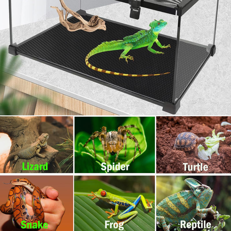 Reptile Substrate Liner Terrarium Carpet, Bearded Dragon Tank Accessories, Non-Adhesive Reptile Carpet Reptile Flooring Mat Bedding for Leopard Gecko, Snake, Lizard, Tortoise, 17.7x39.4 inch Black