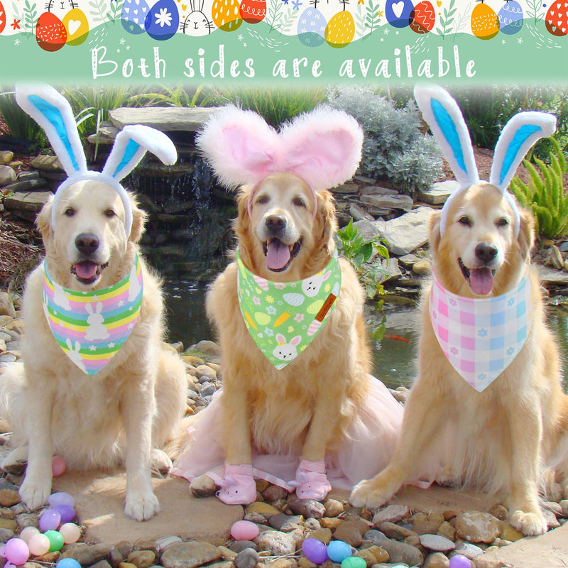 Easter Themed Bandanas for Dogs Reversible Dog Scarf Dog Easter Outfits Handmade Easter Dog Bandanas for Small Middle Large Dogs Wear (3PCS) - PawsPlanet Australia
