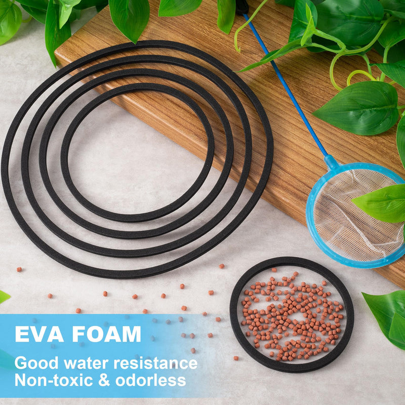 PAGOW 5pcs Fish Feeding Rings Set, Floating Aquarium Plant Corral, Round Fish Feeder Rings for Fish Tank, Floating Plant Ring, Fish Tank Aquarium Accessories for Betta (Black) Black(round) - PawsPlanet Australia