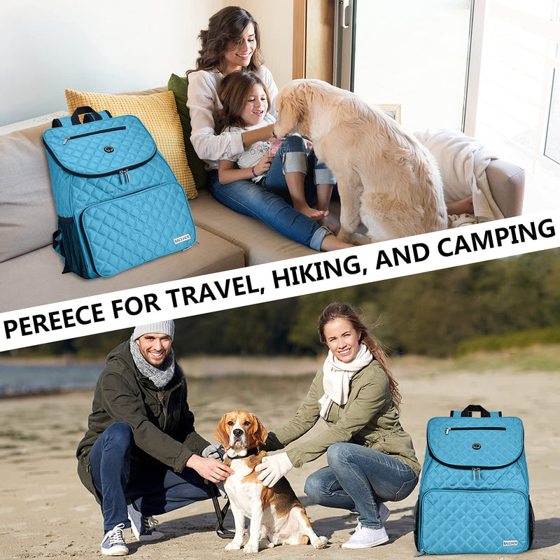 BAGLHER 丨Dog Travel Bag,Airline Approved Pet Supplies Backpack,Dog Travel Backpack with 2 Silicone Collapsible Bowls and 2 Food Baskets. Sky Blue - PawsPlanet Australia