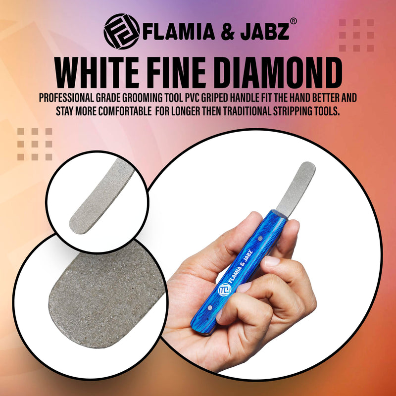 FLAMIA & JABZ Stripping Metal Stone Diamond Edged for Dogs, Cats & Pets with Wooden Grip (2 Piece Pack of Coarse & Fine) 2 Piece Pack (Coarse & Fine) - PawsPlanet Australia