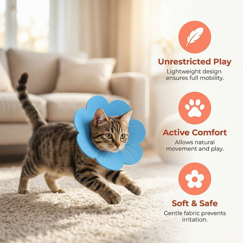3Pcs Cat Recovery Collar Cat Protection Cones for Cats Sunflower Neck Cone Anti-Licking Recovery Collar to Prevent from Biting Scratching(Pink, Orange, Blue) (S)