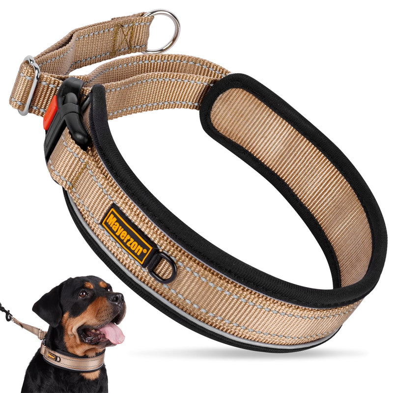 Mayerzon Martingale Collar for Large Medium Dogs, 2 Inch Wide Reflective Walking Collar for Pitbull German Shepherd Rottweiler Doberman, Adjustable Nylon No Pull Dog Collar with Buckle for Training Brown M - PawsPlanet Australia