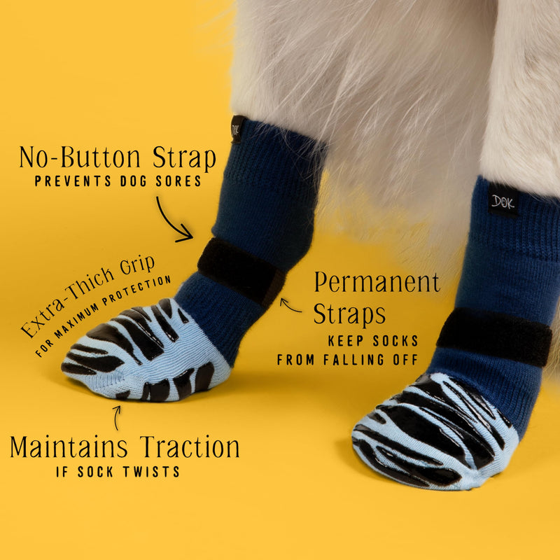 DOK TigerToes Premium Non-Slip Dog Socks for Hardwood Floors - Extra-Thick Grip that Works Even When Twisted - Prevents Licking, Slipping, and Great for Dog Paw Protection (Breezy Blue, XXL) Breezy Blue - PawsPlanet Australia