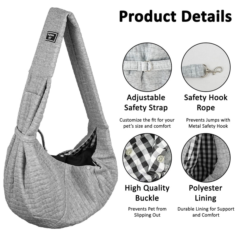 Dog Slings for Small Dogs, Soft Cotton Cat Sling Carrier with Storage Bag, Double-Sided Pet Shoulder Bag for Puppy Kitten, Hands-Free Travel Pet Chest Carrier (Gray) - PawsPlanet Australia