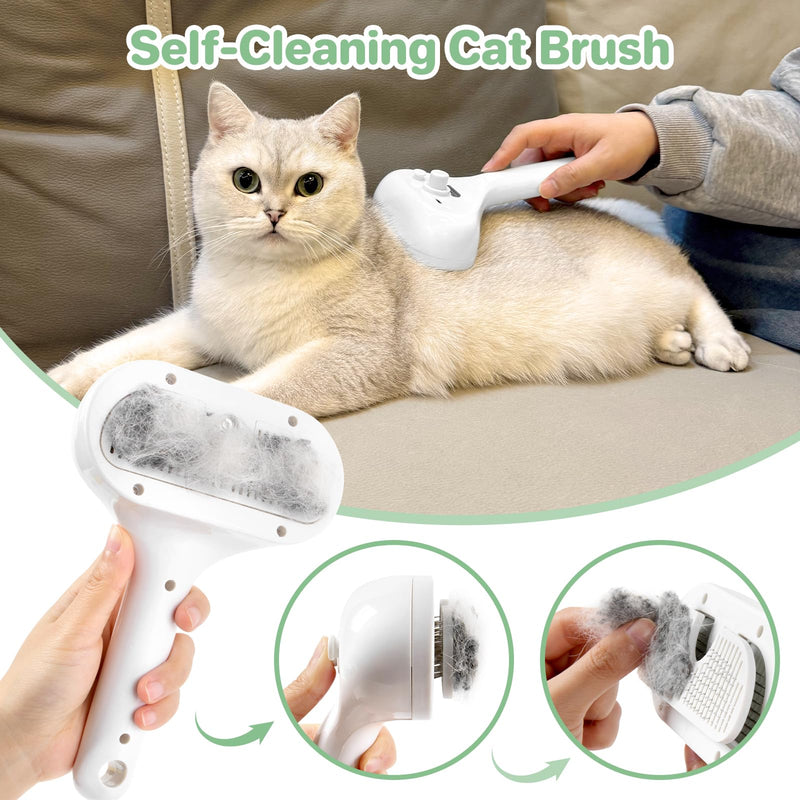 ETACCU Cat Steam Brush, 3 in 1 Cat Steam Brush for Shedding & Grooming, Steam Brush for Dogs/Cats, Remove Tangled Loose Hair for Long & Short Haired, Self Cleaning Pet Steam Brush with Release Button - PawsPlanet Australia