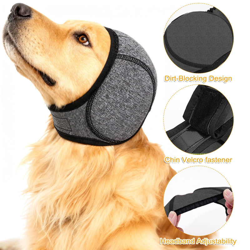 Dog Ear Muffs, Dog Ear Protectors, Ear Defenders for Noise Protection & Swimming, Waterproof Covers for Bathing Grooming Thunder Fireworks, Soft Breathable Adjustable Snood (M Size)
