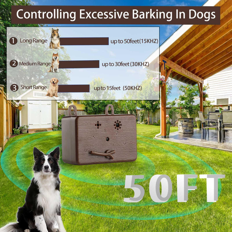 GlossyEnd Anti Barking Device, 50 FT Ultrasonic Dog Barking Control Device, 4 Modes Bark Box,Neighbor Dog Silencer, Dog Barking Silencer for Indoor and Outdoor Use (Brown Brown