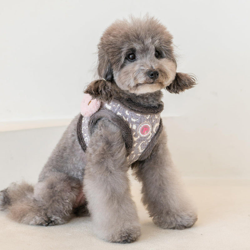 Pinkaholic New York Tailsy Vest Dog Harness Step-in Warm Winter Leopard Pattern for Small Dog, Grey, Large - PawsPlanet Australia