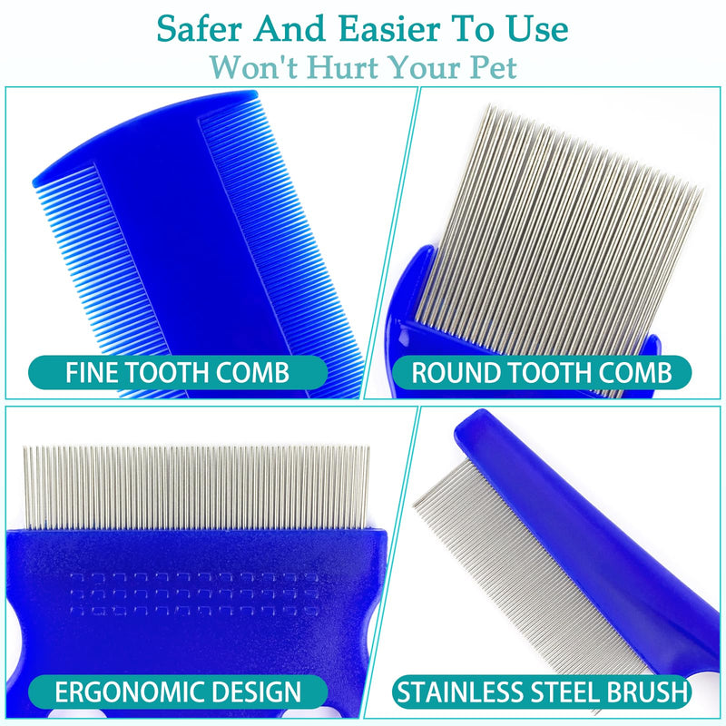 5 Pack Pets Grooming Comb Set, Pet Combs With Fine Tooth, Detangling Brushes, Float Hair Removers for Dog and Cat Clean up and Groom - PawsPlanet Australia