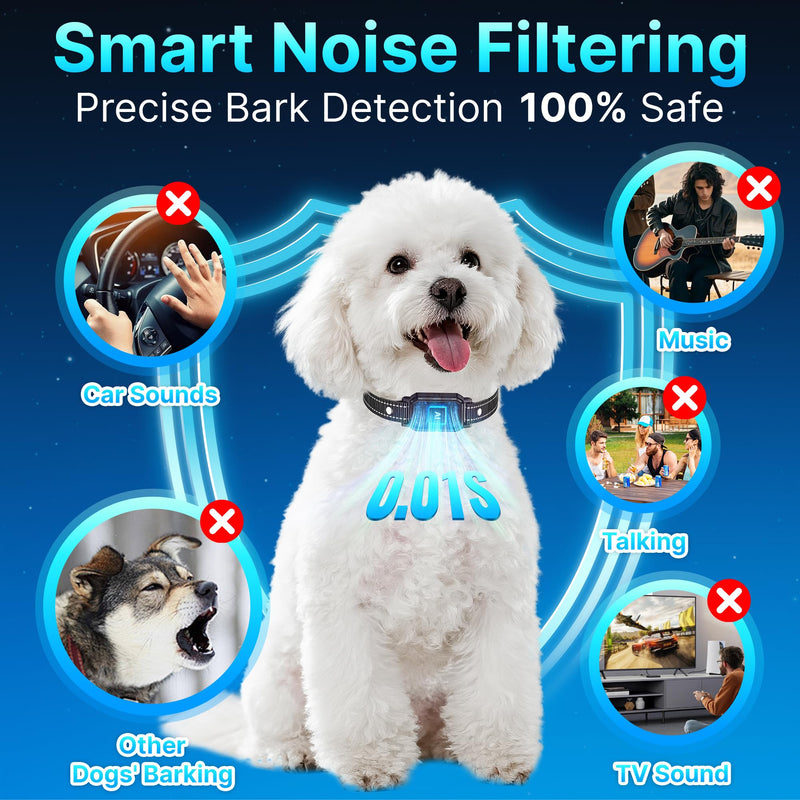 3-Pack Dog Bark Collar for Large Dog 8-120Lbs Medium Small Dog Barking Collar with 5 Adjustable Sensitivity Beep Vibration Harmless Shock Anti Bark Device