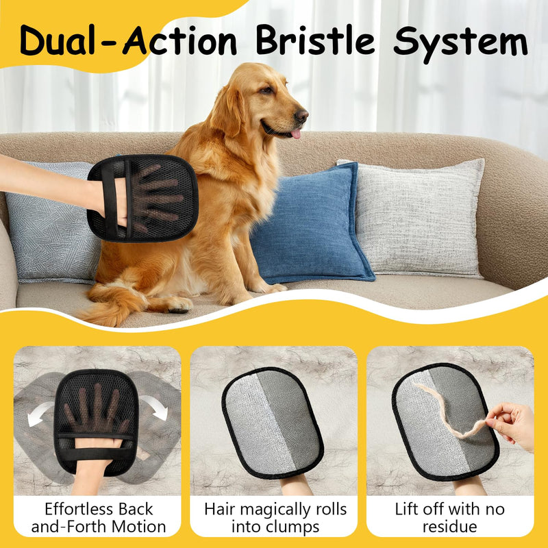 2Pcs Pet Hair Removal Glove - 2025 New Electrostatic Magic Brush Pet Hair Remover Gloves, Reusable for Dogs & Cats, Furniture, Car Seats & More - PawsPlanet Australia