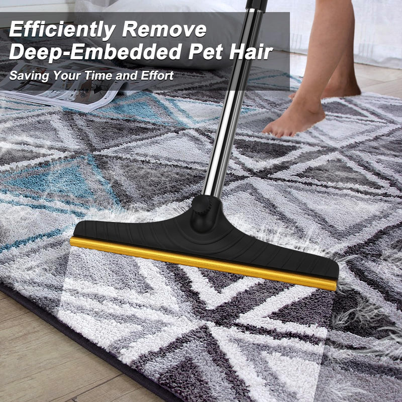 B-Land Carpet Rake for Pet Hair Removal, Reusable Pet Hair Remover with 60” Adjustable Long Handle, Carpet Scraper Dog Cat Hair Remover Tool for Rugs, Mats, Couch, Furniture Black - PawsPlanet Australia