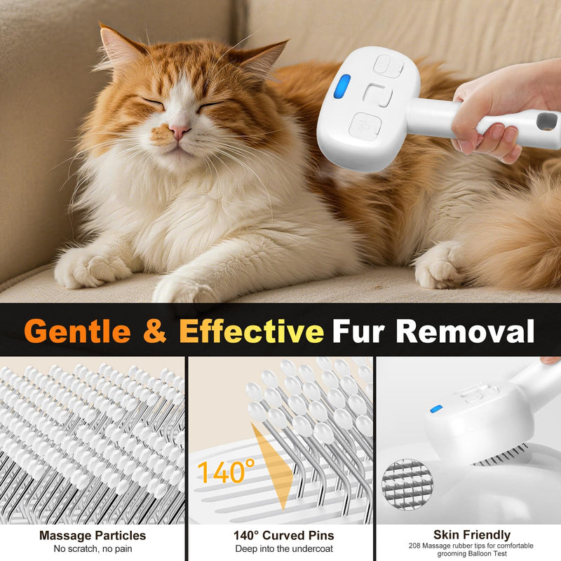 Pet Steam Brush for Dog & Cat - 3-in-1 Spray Hair Removal Comb for Shedding & Grooming, Dog Brushes for Indoor Cats, Cat Steam Brush & Pet Grooming Rake for Long & Short Haired Pets