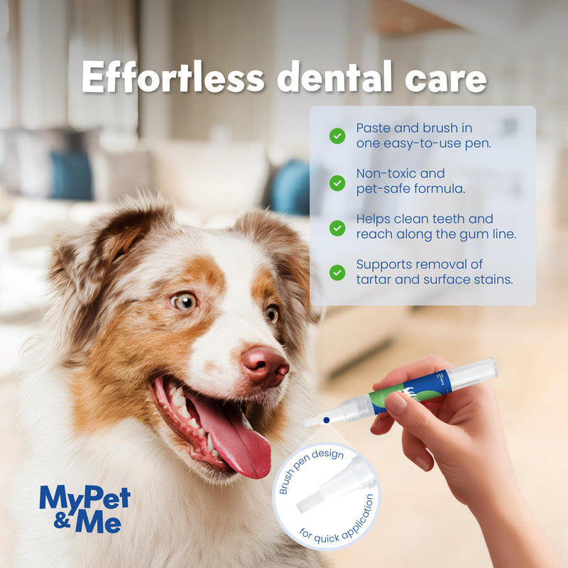 My Pet & Me Dog Teeth Cleaning Pen with Built-in Plant-Based Gel — Muzzleglow Vetality Brush Free Oral Gel - Freshens Breath, At-Home Dental Care Kit for Dogs & Cats