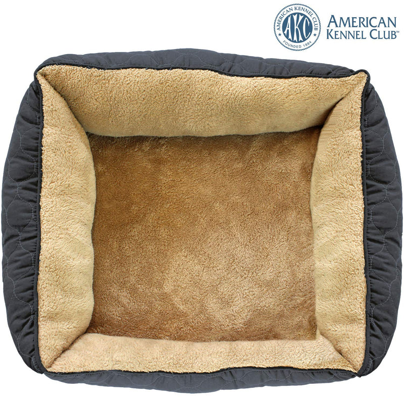 American Kennel Club Orthopedic Circle Stitch Cuddler Pet Bed, Gray 25x21x8" - PawsPlanet Australia