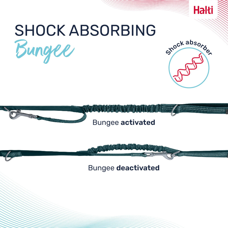 HALTI Anatomy Multifunctional Dog Leash - Shock Absorbing Double-Ended Leash, Ideal for Dog Walking & Training. Comfortable to Hold, Reflective & Lightweight. Suitable for Puppies (Size Large, Teal) L
