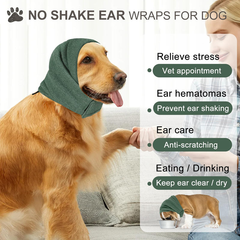 Dog Ear Protectors for Noise Anxiety Relief, Reusable Dog Ear Defenders with Adjustable Headband, Soft & Breathable, for Fireworks, Grooming, Travel (Green, M) Green