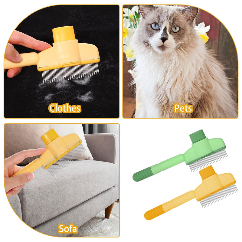 Flea Comb for Dogs and Cats with Release Button, 2PCS Comfort safety Pet Hair Removal Comb & Flea Combs with Long & Short Stainless Steel Metal Teeth for Short/Long Hair - PawsPlanet Australia