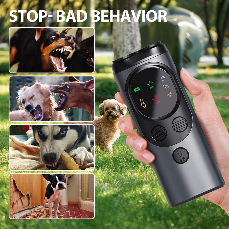 Mtmult Ultrasonic Dog Bark Deterrent - Dog Bark Deterrent Devices, Barking Deterrent Devices, Bark No More Training Aid, LED Flashlight & HD Display (Anti Barking - Grey P10) Anti Barking - Grey P10