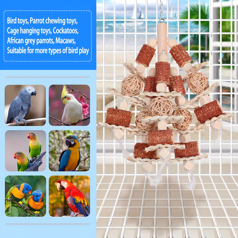 Bird toys, natural corn stick parrot toys hanging in bird cages